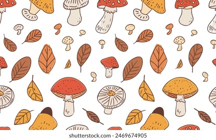 mushrooms seamless pattern background vector