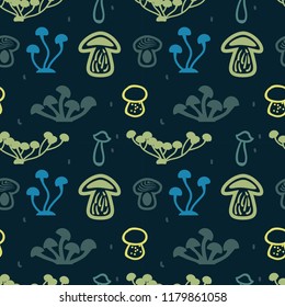 Mushrooms seamless pattern. Can be used for wallpapers, pattern fills, web page backgrounds, surface textures, textile.