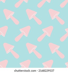 Mushrooms seamless pattern. Colorful mushrooms on blue color background. Flat icon mushroom. Trendy design for print on fabric, wrapping paper, packing, wallpaper. Vector illustration in flat style