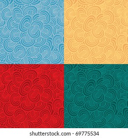 Mushrooms seamless pattern four swatches. Each pattern in separated layer