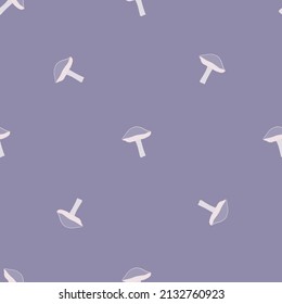 Mushrooms seamless pattern. Fungi background. Repeated texture in doodle style for fabric, wrapping paper, wallpaper, tissue. Vector illustration.