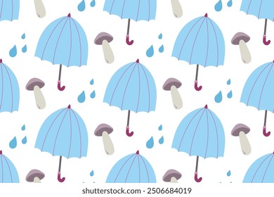 Mushrooms Seamless Pattern for Gift Wrapping Paper and Cards.
