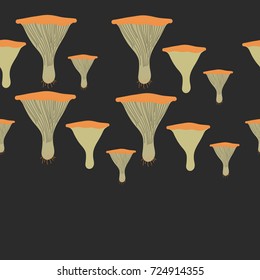 Mushrooms  seamless pattern. Hand drawn.