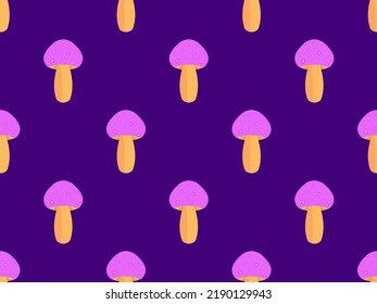 Mushrooms seamless pattern. Mushrooms on a purple background. Design for posters, wrapping paper and promotional items. Vector illustration