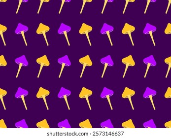 Mushrooms seamless pattern. Mushrooms on a stem. Hallucinogenic mushrooms of different colors. Mushroom design for wallpapers, covers, wrappers and banners. Vector illustration