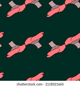 Mushrooms seamless pattern. Plant background. Repeated texture in doodle style for fabric, wrapping paper, wallpaper, tissue. Vector illustration.