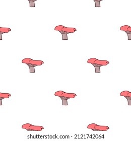 Mushrooms seamless pattern. Plant background. Repeated texture in doodle style for fabric, wrapping paper, wallpaper, tissue. Vector illustration.