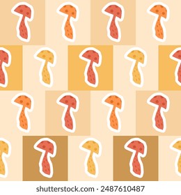 Mushrooms seamless pattern. Vector hand drawn illustration.