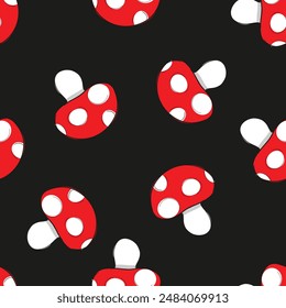 Mushrooms seamless pattern vector illustration Trend Childrens Print Autumn Spring Hand drawn 
