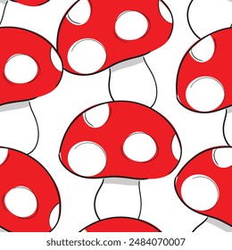 Mushrooms seamless pattern vector illustration Trend Childrens Print Autumn Spring Hand drawn 
