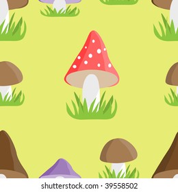 Mushrooms seamless pattern. Vector illustration