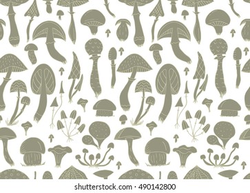 Mushrooms, seamless pattern for your design. Vector illustration