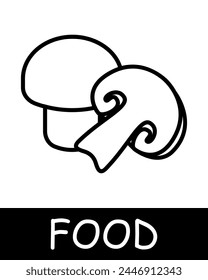 Mushrooms in section icon. White mushroom, healthy eating, natural product, gourmet craftsmanship, culinary creativity, simplicity, silhouette, snack, gourmet food. Delicious, unusual food concept.