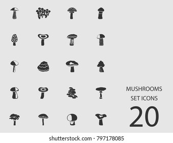 Mushrooms set of flat icons. Simple vector illustration