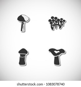 Mushrooms set of icons with shadow. Simple vector illustration
