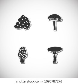 Mushrooms set of icons with shadow. Simple vector illustration