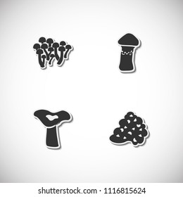 Mushrooms set of icons with shadow. Simple vector illustration