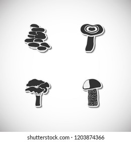 Mushrooms set of icons with shadow. Simple vector illustration