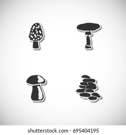 Mushrooms set of icons with shadow. Simple vector illustration