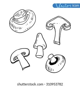 mushrooms set icons, vector illustration.
