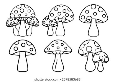 Mushrooms sets icon vector on White Background ,Vector Art Illustration on white background.
