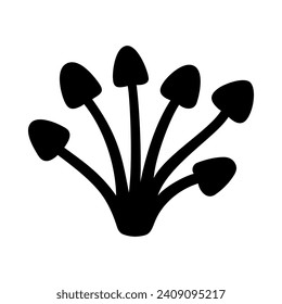 
Mushrooms Silhouette Illustration On Isolated Background