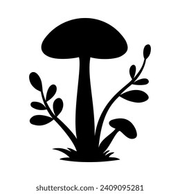 
Mushrooms Silhouette Illustration On Isolated Background