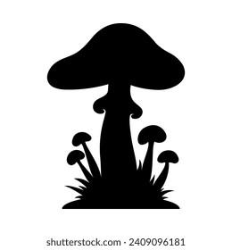 Mushrooms Silhouette Illustration On Isolated Background