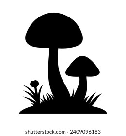 Mushrooms Silhouette Illustration On Isolated Background