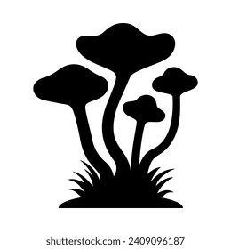 Mushrooms Silhouette Illustration On Isolated Background