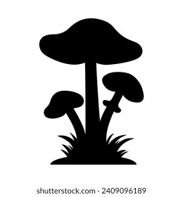 Mushrooms Silhouette Illustration On Isolated Background