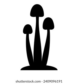 Mushrooms Silhouette Illustration On Isolated Background