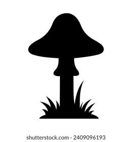 Mushrooms Silhouette Illustration On Isolated Background