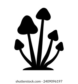 Mushrooms Silhouette Illustration On Isolated Background