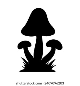 Mushrooms Silhouette Illustration On Isolated Background