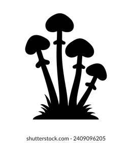 Mushrooms Silhouette Illustration On Isolated Background