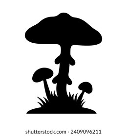 Mushrooms Silhouette Illustration On Isolated Background