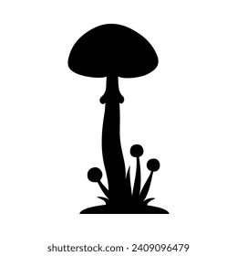 Mushrooms Silhouette Illustration On Isolated Background