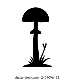 Mushrooms Silhouette Illustration On Isolated Background