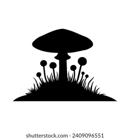 Mushrooms Silhouette Illustration On Isolated Background