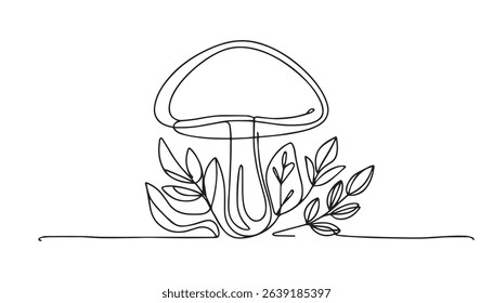 mushrooms single line art design on white background illustration