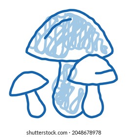 Mushrooms sketch icon vector. Hand drawn blue doodle line art Mushrooms sign. isolated symbol illustration
