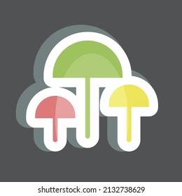 Mushrooms Sticker in trendy isolated on black background