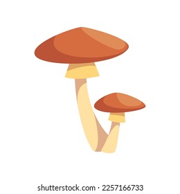 Mushrooms sticker. Vector illustration of cute fall item. Cartoon mushroom isolated on white background. Autumn decor concept