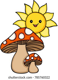 Mushrooms with sunflower
