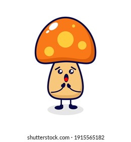 Mushrooms surprised cute character illustration