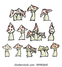 mushrooms and toadstools cartoon collection