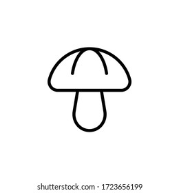 Mushrooms vector icon in linear, outline icon isolated on white background