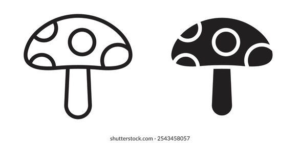 Mushrooms vector icon set in black.