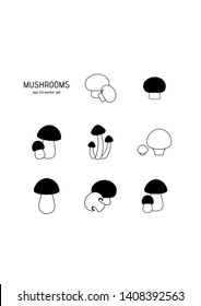 Mushrooms - vector icons set on white background. Symbol for web, infographics, print design and mobile UX/UI kit. Vector illustration, EPS10.